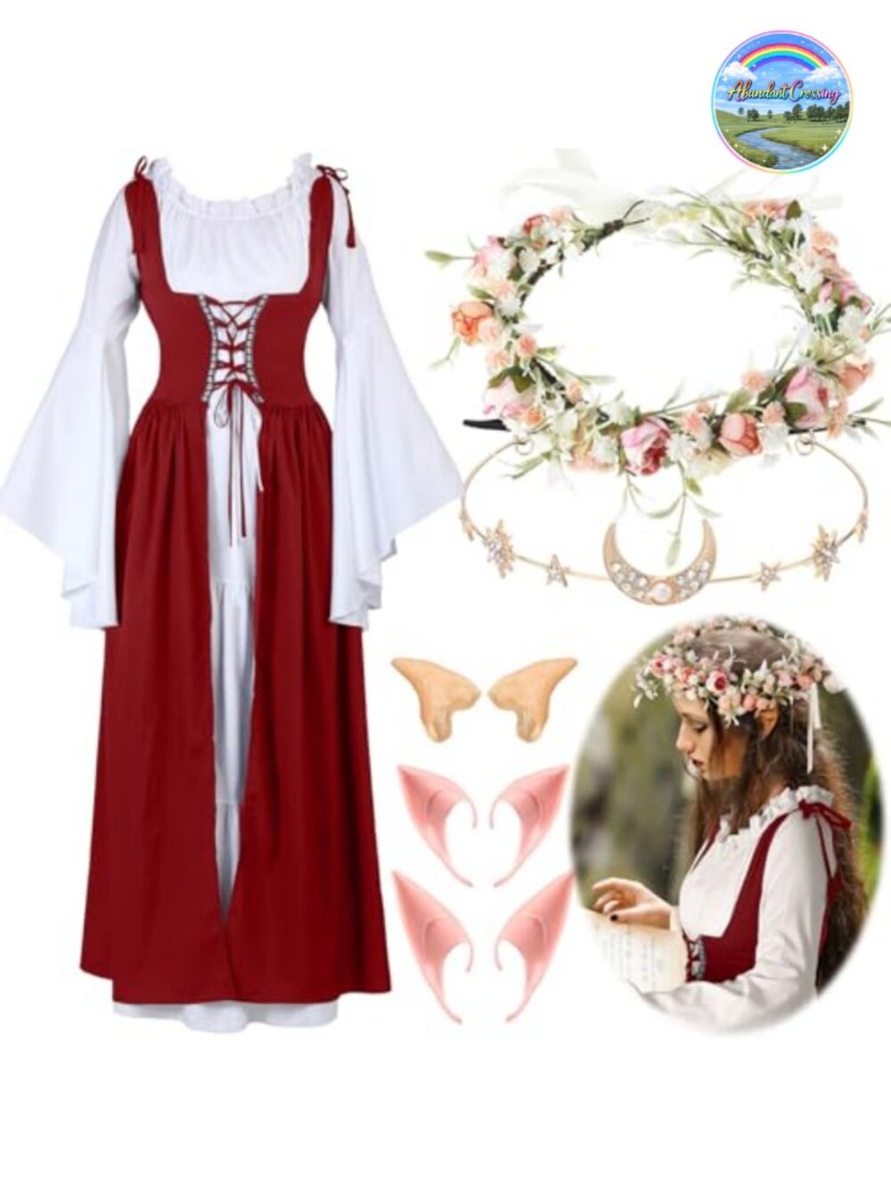 Medieval Renaissance Costume Set, Cosplay Viking Dress, Women's Fair